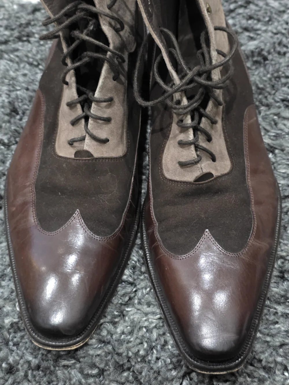 Mezlan Men's Two-Tone Brown Leather & Suede Lace-Up Boots Size 11M